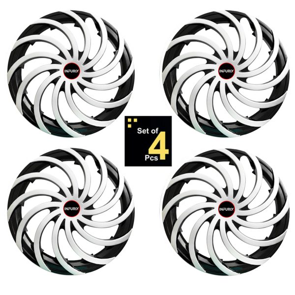 SNAKE (Sn01) Silver/Black Wheel Cover/Cap for All 15 Inch Cars (Size 15 Inch) (Set of 4 Pcs) (Press Fitting) - Image 2