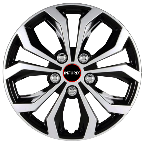 Vision (Vi01) Silver/Black Wheel Cover/Cap for All 14 Inch Cars (Size 14 Inch) (Set of 4 Pcs) (Press Fitting)