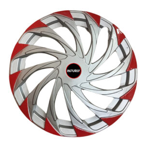 Wheel Cover for All 14 Inche Car Metallic Silver Red Wheel Cover (Set of 4 Pcs) || Press Fitting || Fits in All Cars of Tyre Size R14 || Model Hunt14