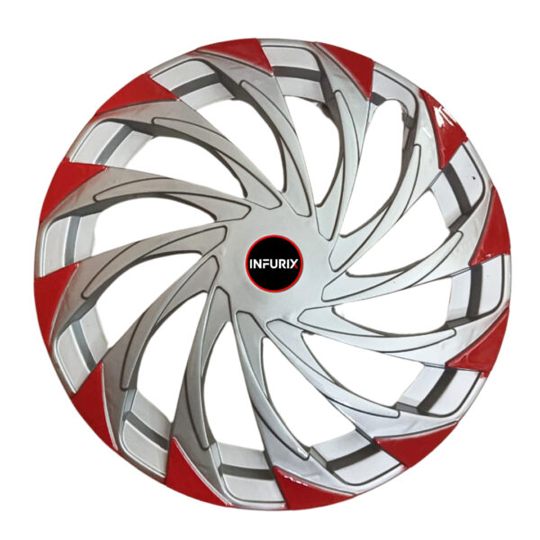 Wheel Cover for All 14 Inche Car Metallic Silver Red Wheel Cover (Set of 4 Pcs) || Press Fitting || Fits in All Cars of Tyre Size R14 || Model Hunt14