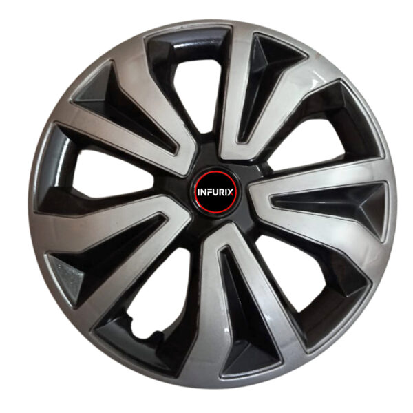 Wheel Cover for All 14 Inch Cars, Sporty Look/Dual Color Wheel Cover (Available in 14 Inch) (Set of 4 Pcs) (Press Fitting) Model- Breeza14 Silver-Black