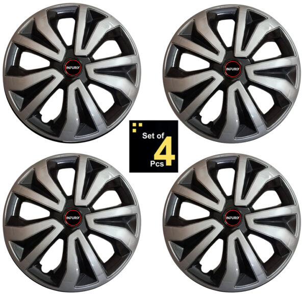 Wheel Cover for All 14 Inch Cars, Sporty Look/Dual Color Wheel Cover (Available in 14 Inch) (Set of 4 Pcs) (Press Fitting) Model- Breeza14 Silver-Black - Image 2