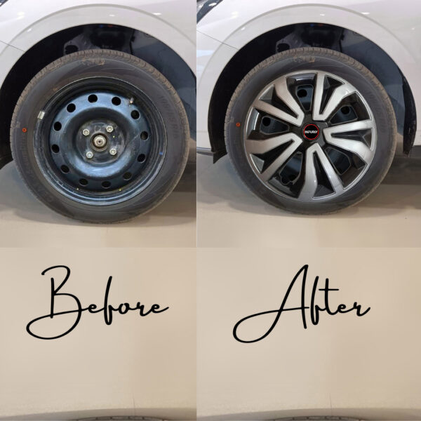 Wheel Cover for All 14 Inch Cars, Sporty Look/Dual Color Wheel Cover (Available in 14 Inch) (Set of 4 Pcs) (Press Fitting) Model- Breeza14 Silver-Black - Image 3