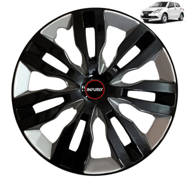 Wheel Cover for Maruti DZIRE (All VARIANTS) 14 Inch Silver/Black Wheel Cap (Available in 14 Inch) (Set of 4 Pcs) (Press Fitting) Model- DZIRE14