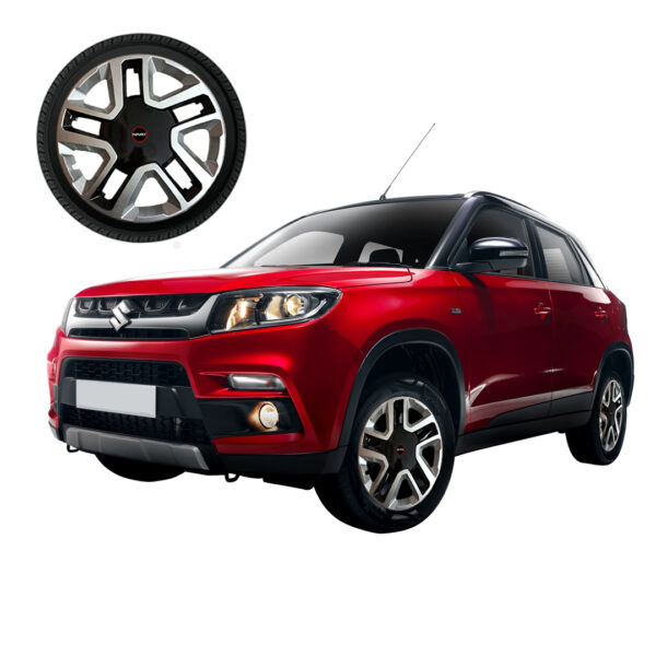 Maruti Suzuki Brezza Silver/Black Wheel Cover/Cap for All 15 Inch Cars (Size 15 Inch) (Set of 4 Pcs) - Image 2