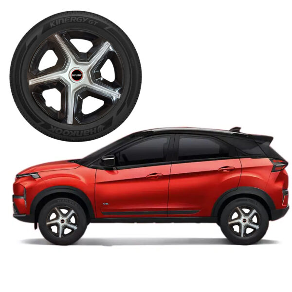 Tata Nexon Silver/Black Wheel Cover/Cap for All 15 Inch Cars (Size 15 Inch) (Set of 4 Pcs) - Image 2