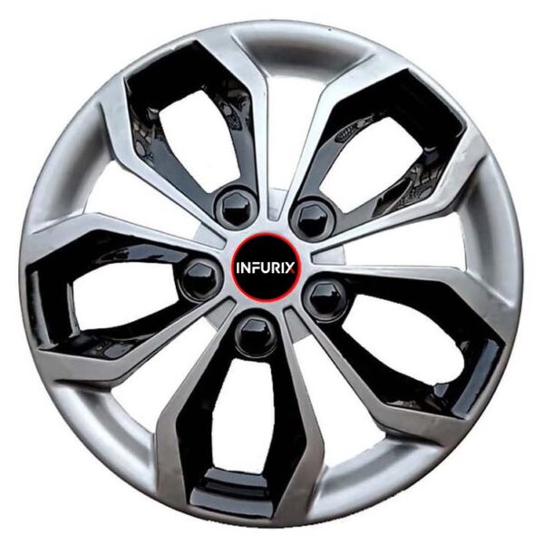 Vision (Vi01) Silver/Black Wheel Cover/Cap for All 14 Inch Cars (Size 14 Inch) (Set of 4 Pcs) (Press Fitting)