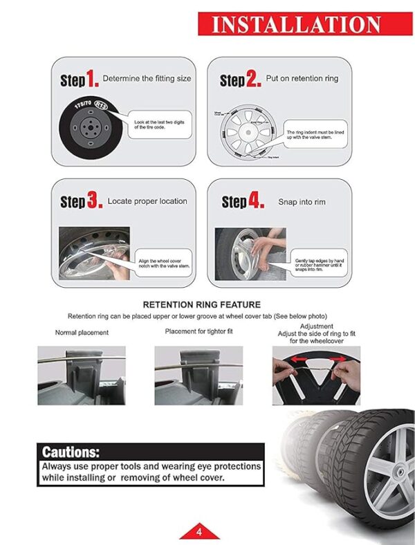 Wheel Cover Silver/Black for All 14 Inch Cars (Size 14 Inch) (Set of 4 Pcs) (Press Fitting) (R14) Model:Jaguar - Image 4