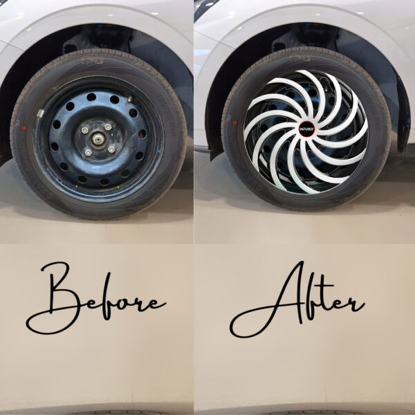 SNAKE (Sn01) Silver/Black Wheel Cover/Cap for All 13 Inch Cars (Size 13 Inch) (Set of 4 Pcs) (Press Fitting) - Image 3