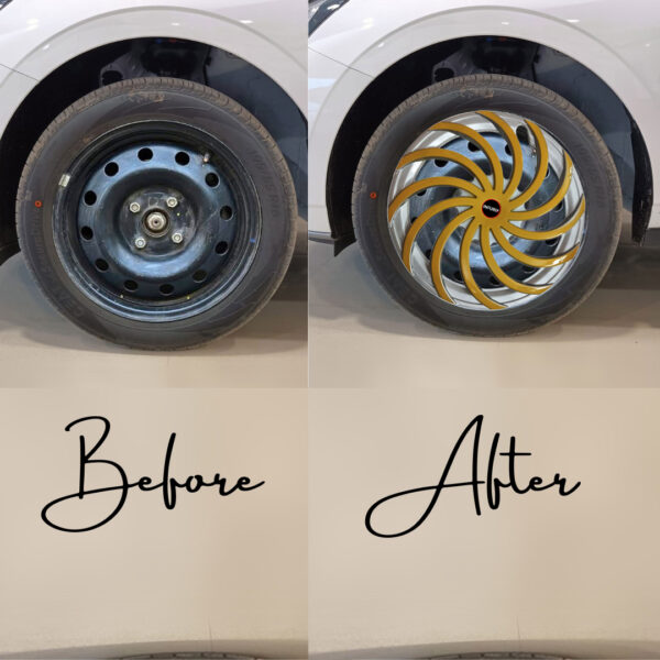 SNAKE (Sn01) Silver/Yellow Wheel Cover/Cap for All 15 Inch Cars (Size 15 Inch) (Set of 4 Pcs) (Press Fitting) - Image 3