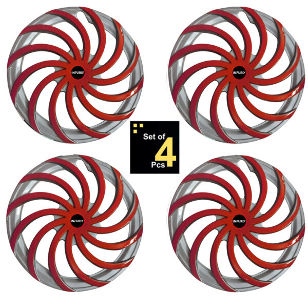 INFURIX Wheel Cover/Snake, Wheel Cover 14 Inch Cars (Size for All 14 Inch) (Color: Silver/Red) (Set of 4 Pcs) - Image 2