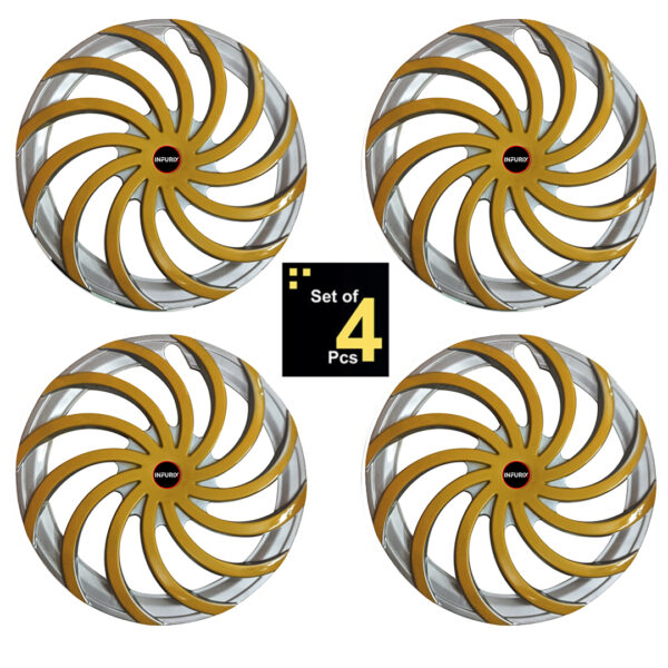 SNAKE (Sn01) Silver/Yellow Wheel Cover/Cap for All 15 Inch Cars (Size 15 Inch) (Set of 4 Pcs) (Press Fitting) - Image 2