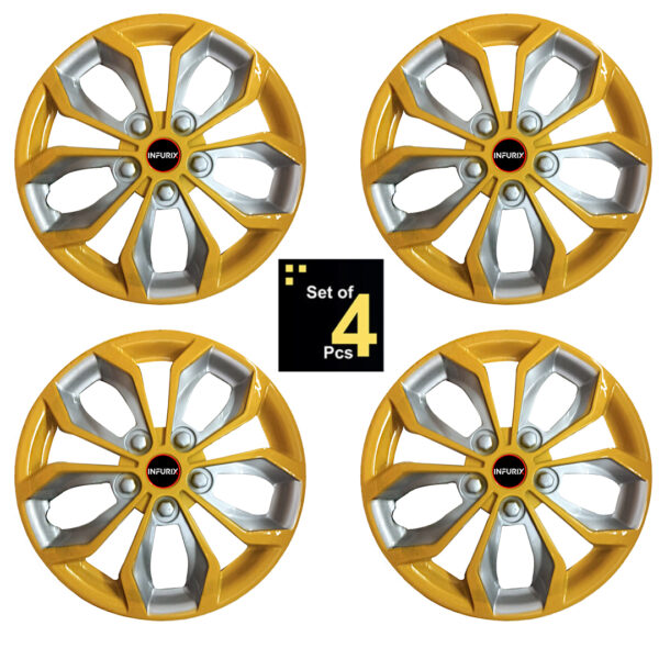 Vision (Vi01) Silver/Yellow Wheel Cover/Cap for All 14, 15 Inch Cars (Size 14, 15 Inch) (Set of 4 Pcs) - Image 2