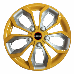 Vision (Vi01) Silver/Yellow Wheel Cover/Cap for All 14, 15 Inch Cars (Size 14, 15 Inch) (Set of 4 Pcs)