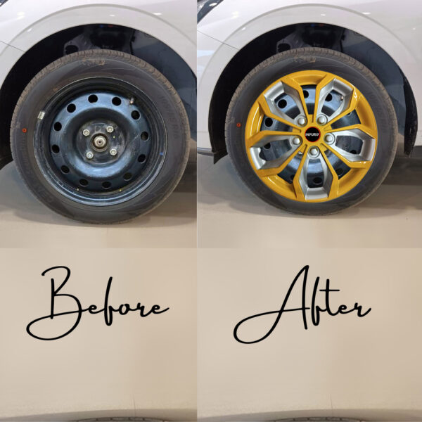 Vision (Vi01) Silver/Yellow Wheel Cover/Cap for All 14, 15 Inch Cars (Size 14, 15 Inch) (Set of 4 Pcs) - Image 3