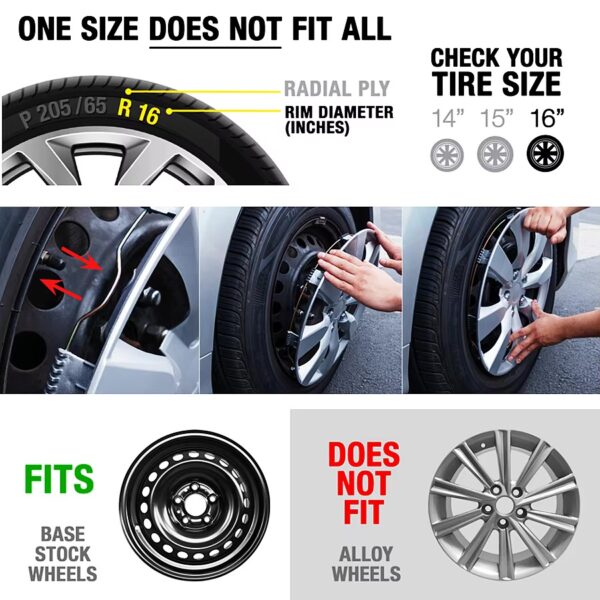 Wheel Cover Silver/Black for All 14 Inch Cars (Size 14 Inch) (Set of 4 Pcs) (Press Fitting) (R14) Model:Jaguar - Image 3